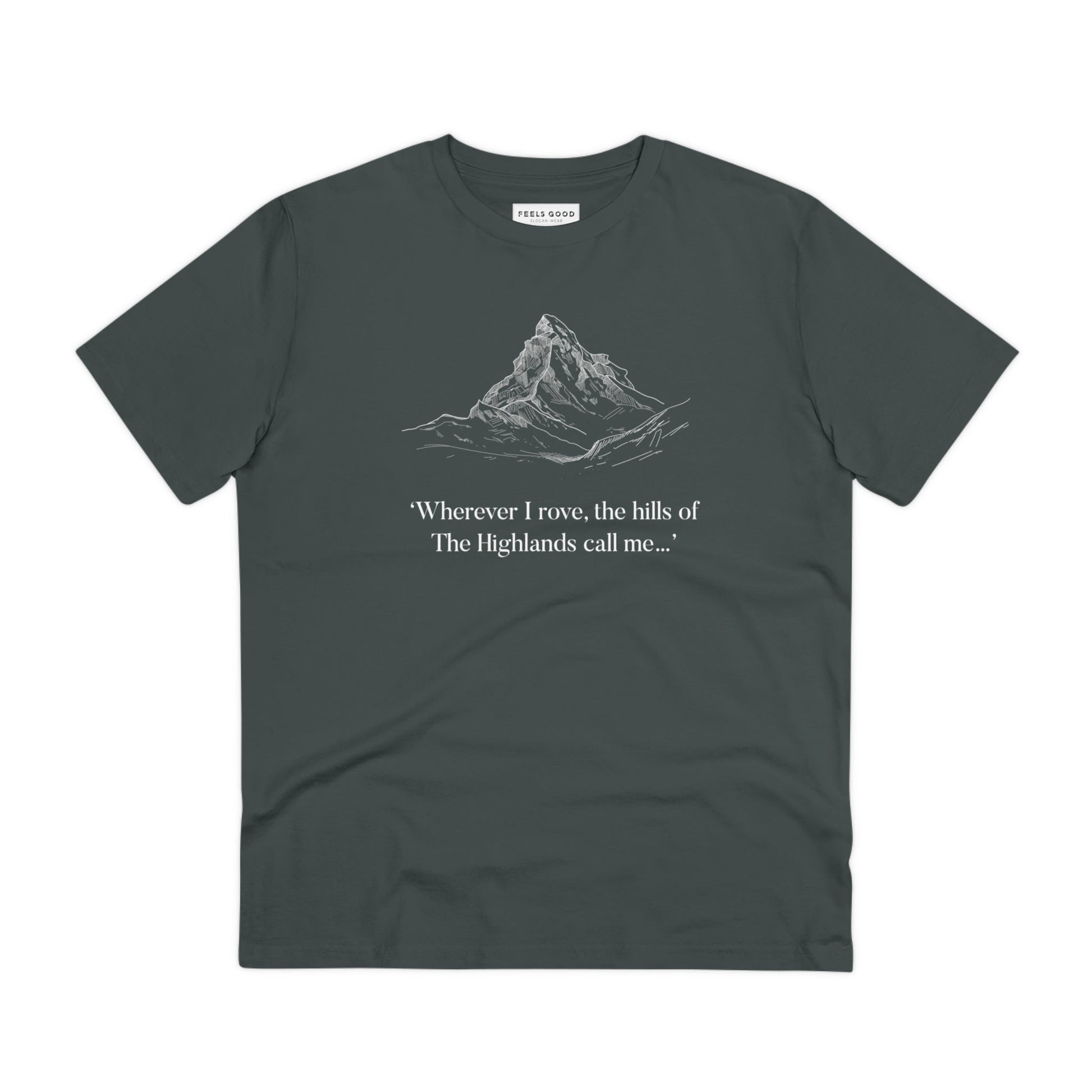 A must-have for Scotts clothing lovers—the Scotland 'Hills Of The Highlands' organic cotton t-shirt.