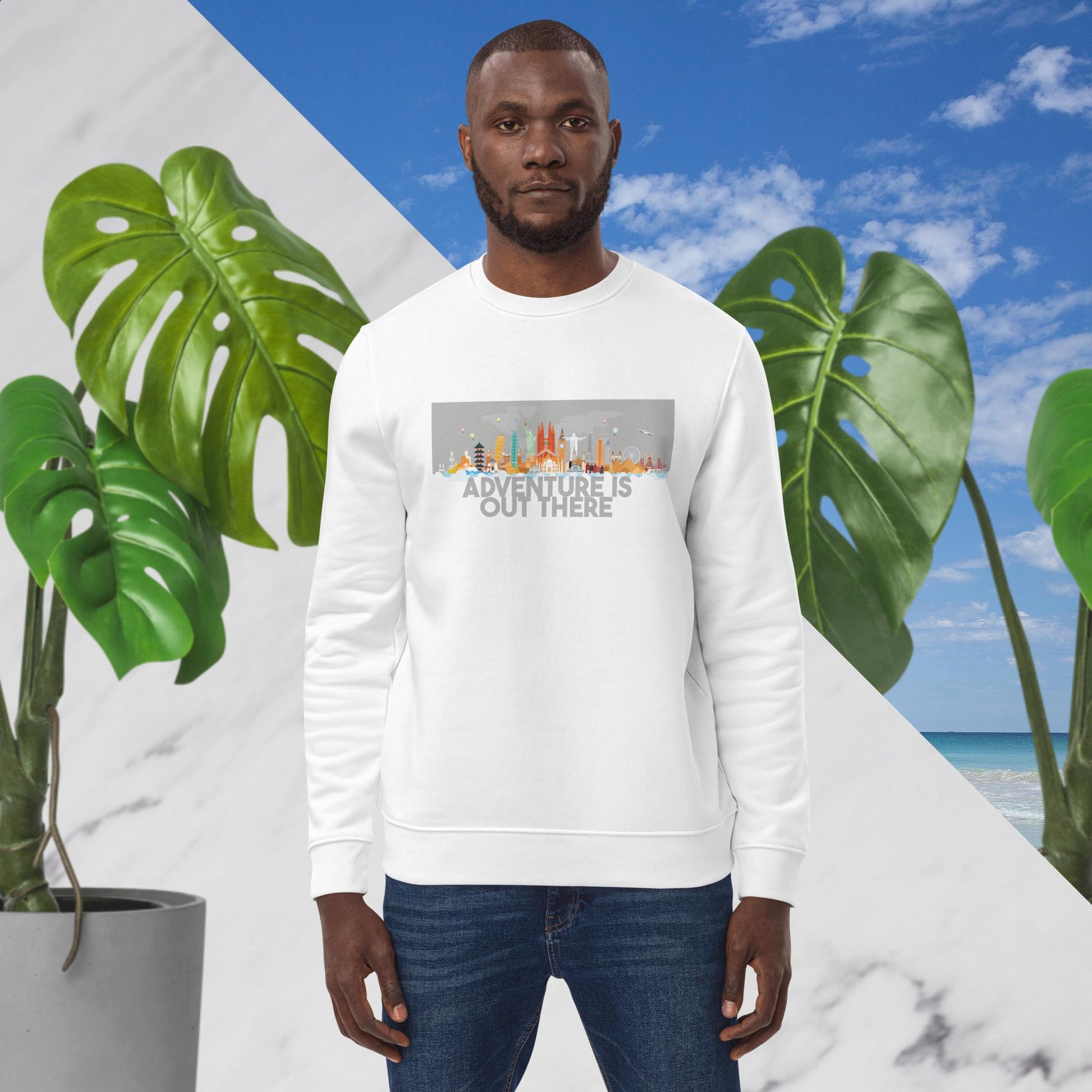 Travel Sweatshirts - Travel Adventure Is Out There Organic Cotton Sweatshirt, perfect for adventure lovers.