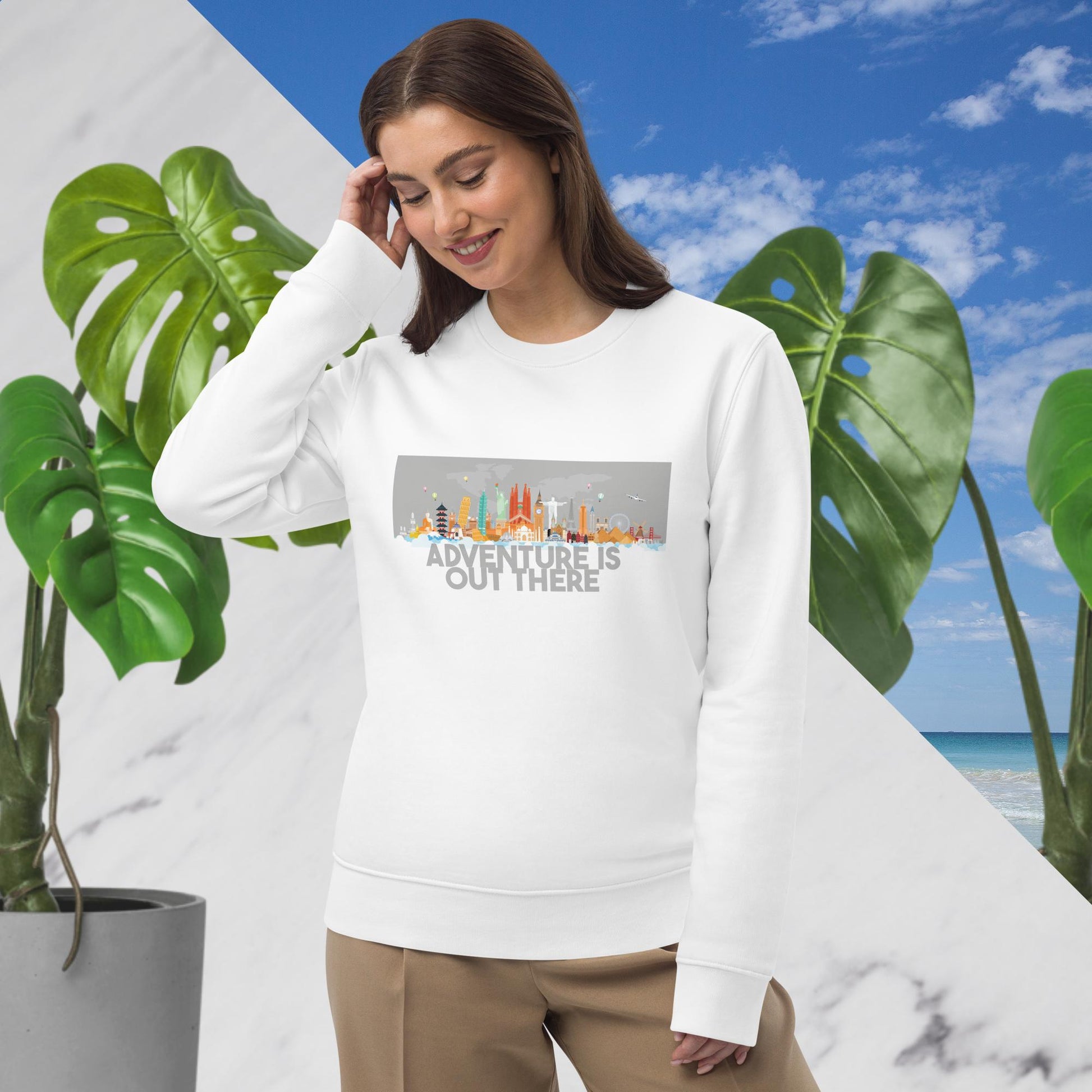 Travel 'Adventure Is Out There' Organic Cotton Sweatshirt - Around the world