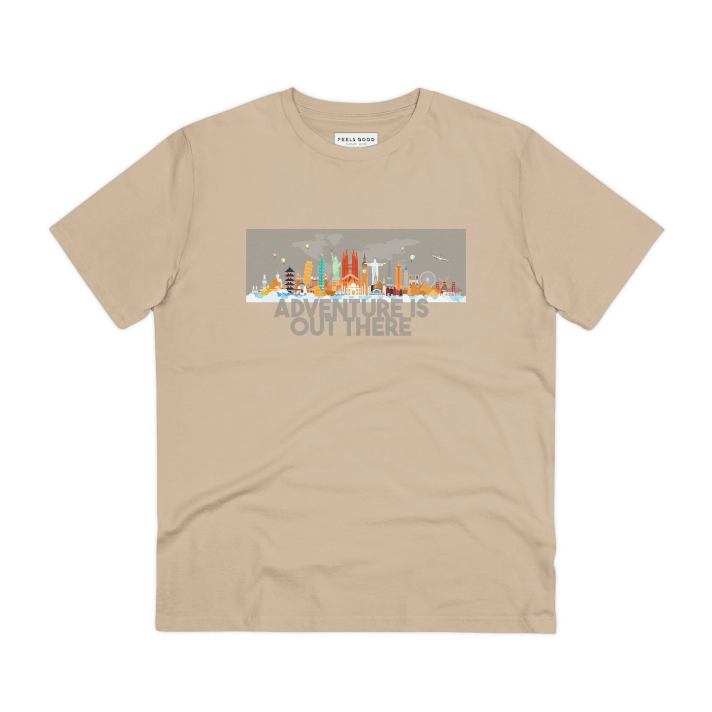 Wear the spirit of adventure in the Travel 'Adventure Is Out There' organic cotton t-shirt.
