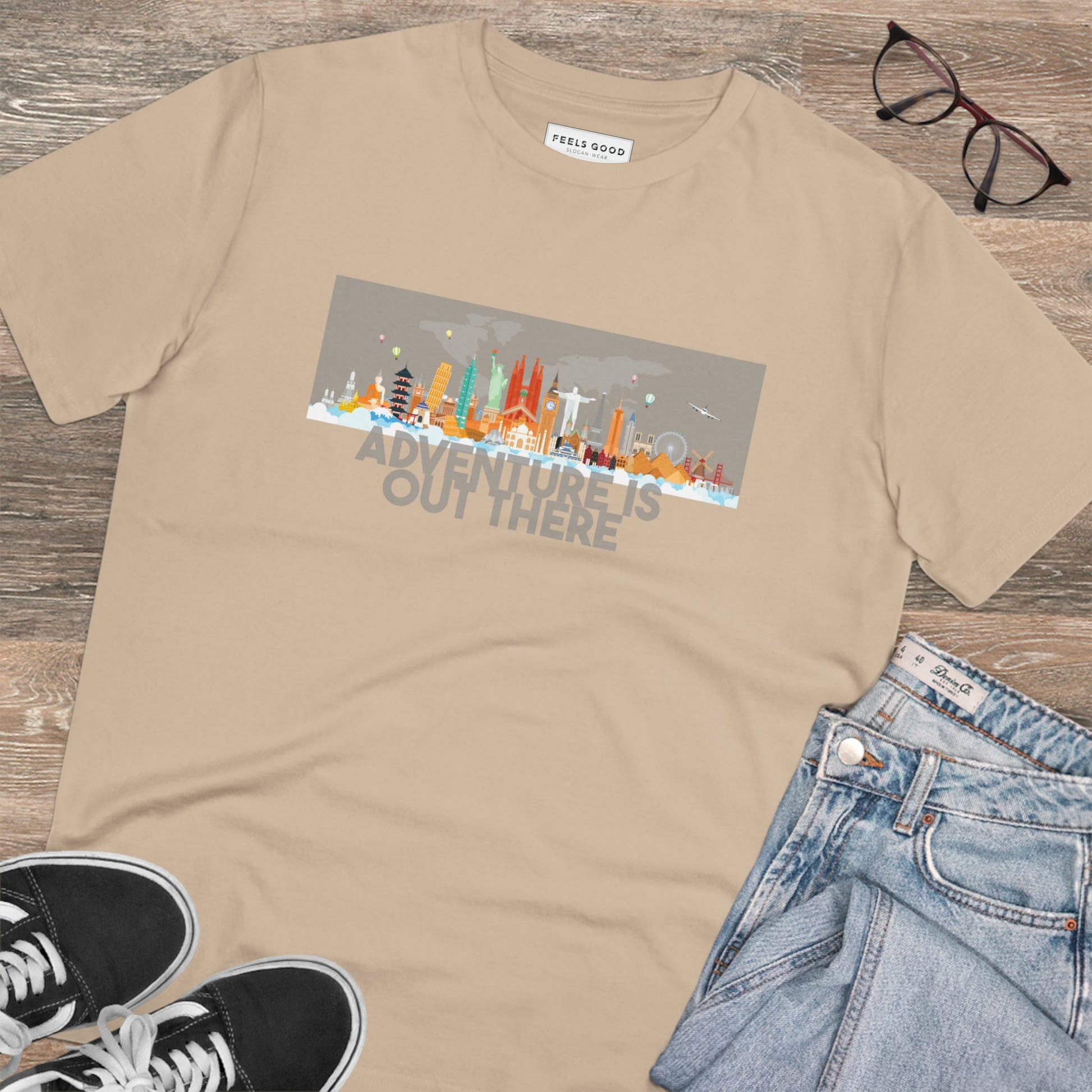 Express your love for nature with the Travel 'Adventure Is Out There' organic cotton t-shirt today!