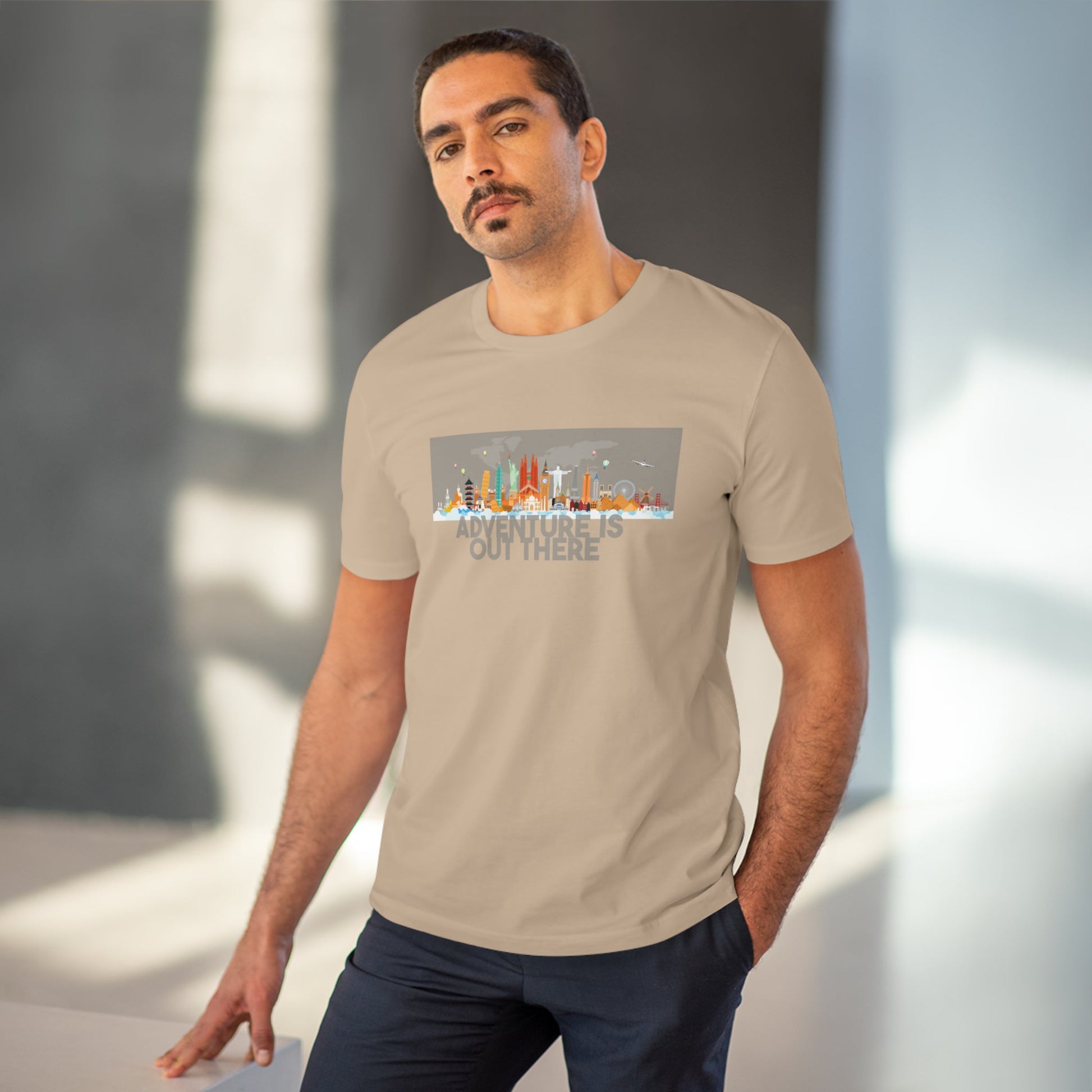 Wander in comfort with the Travel 'Adventure Is Out There' organic cotton t-shirt for explorers.