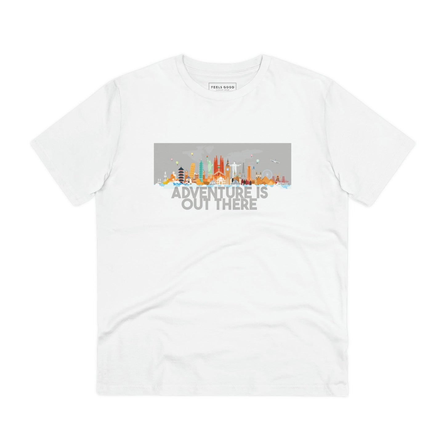 Love travel? Get the Travel 'Adventure Is Out There' organic cotton t-shirt—a must-have for explorers!