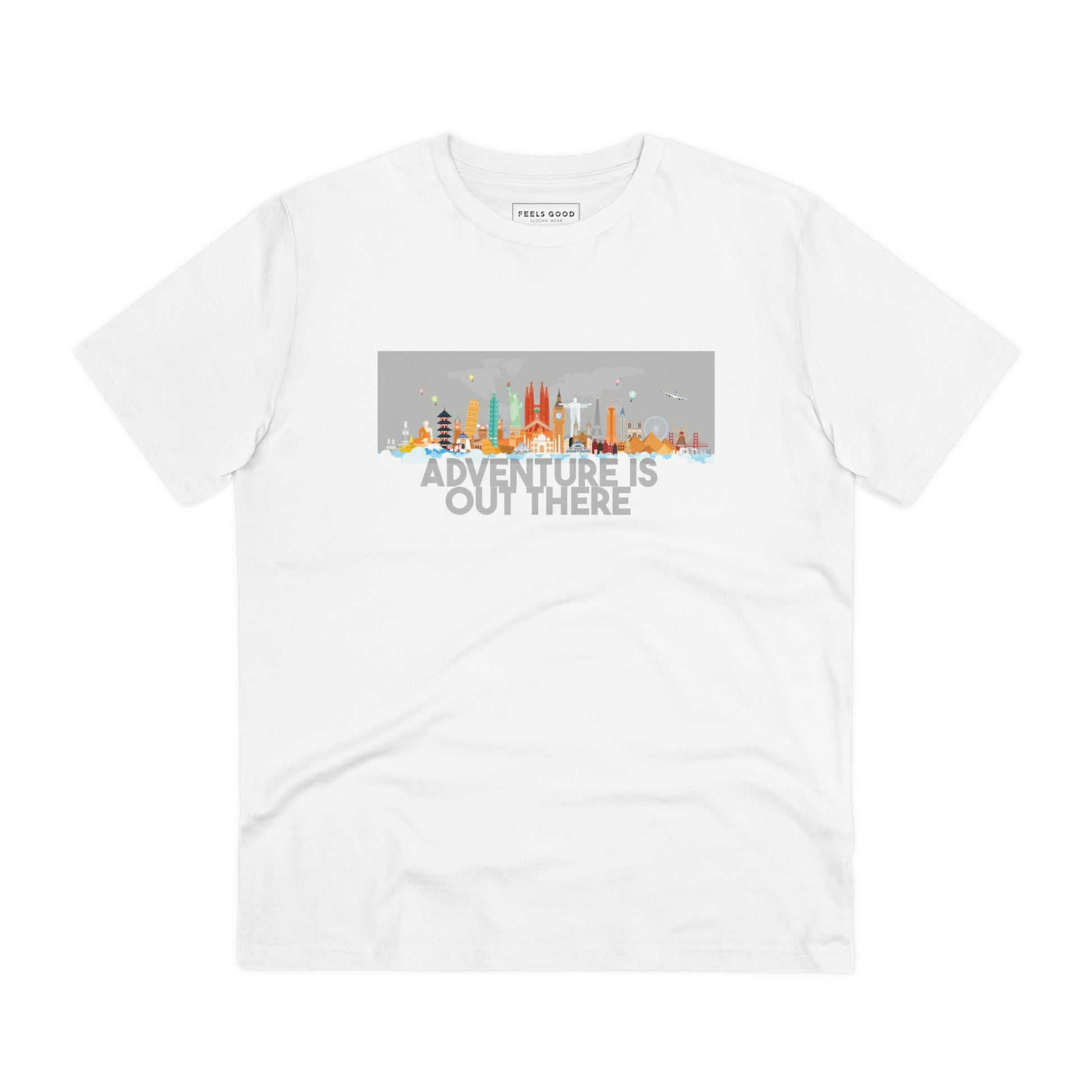 Love travel? Get the Travel 'Adventure Is Out There' organic cotton t-shirt—a must-have for explorers!
