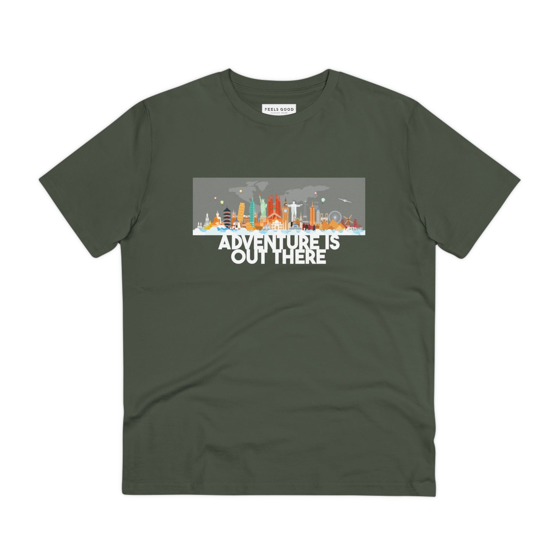 Adventure in comfort with the Travel 'Adventure Is Out There' organic cotton t-shirt—a must-have!