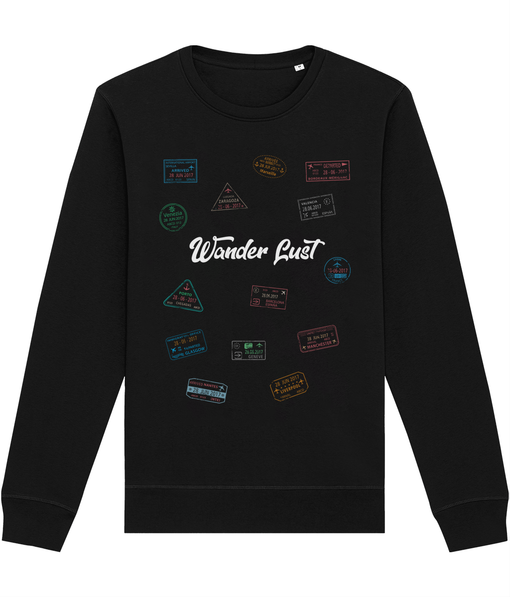 Nature-inspired travel sweatshirt with Wander Lust slogan

