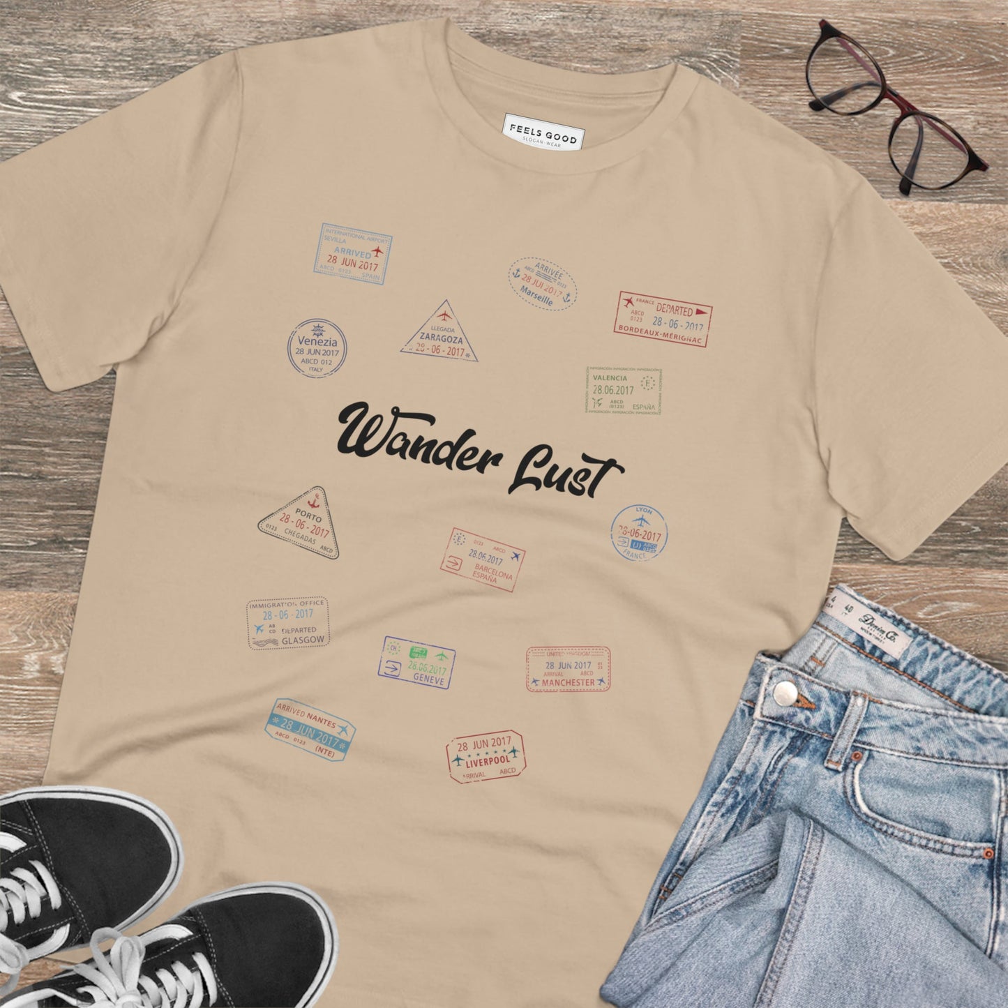 Shirt adventure wear: Travel 'Wander Lust' Organic Cotton T-shirt - Earth Tshirt

