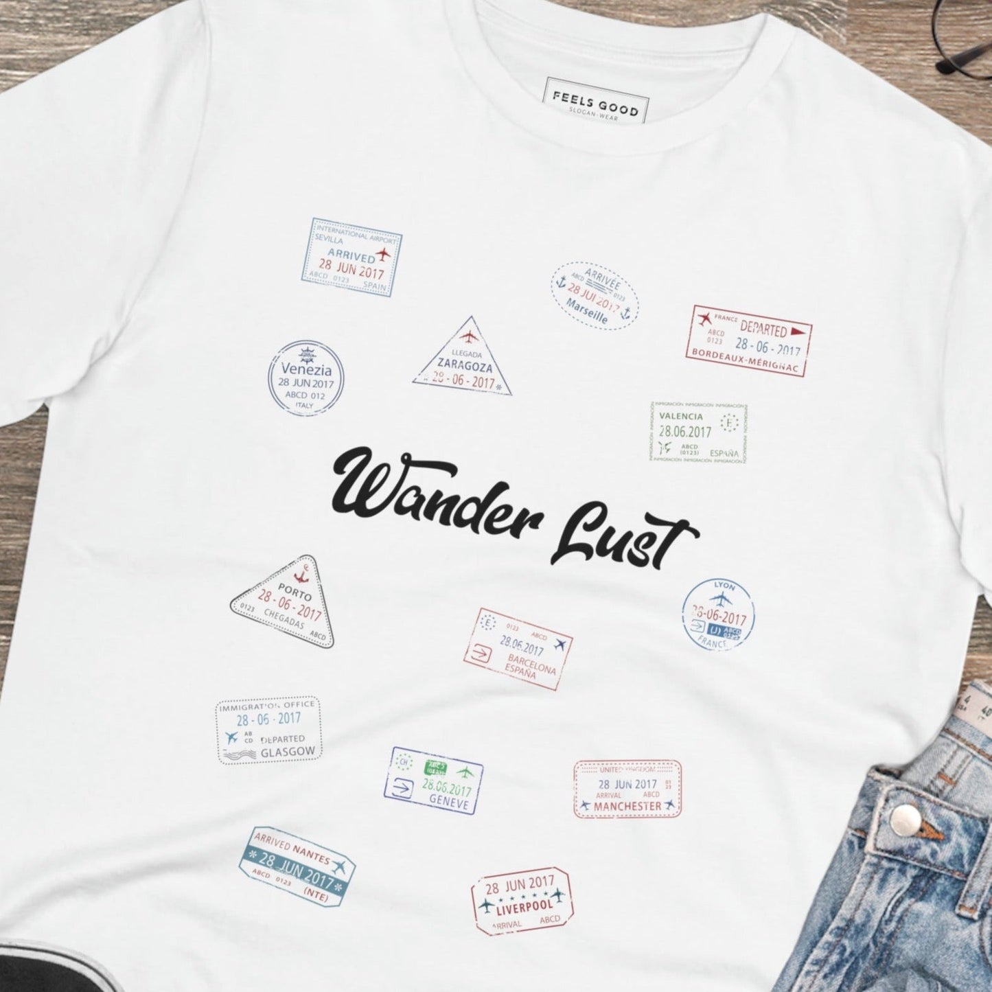 Travel 'Wander Lust' Organic Cotton T-shirt - Earth Tshirt – perfect for adventure t shirt

