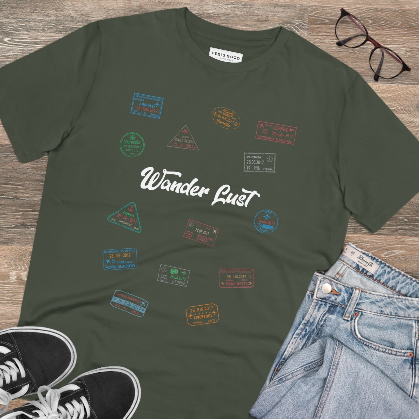 Best women's walking t shirts? Try Travel 'Wander Lust' Organic Cotton T-shirt - Earth Tshirt


