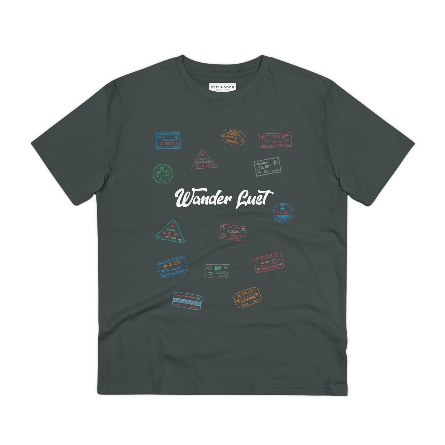 Travel 'Wander Lust' Organic Cotton T-shirt - Earth Tshirt with travel quotes style

