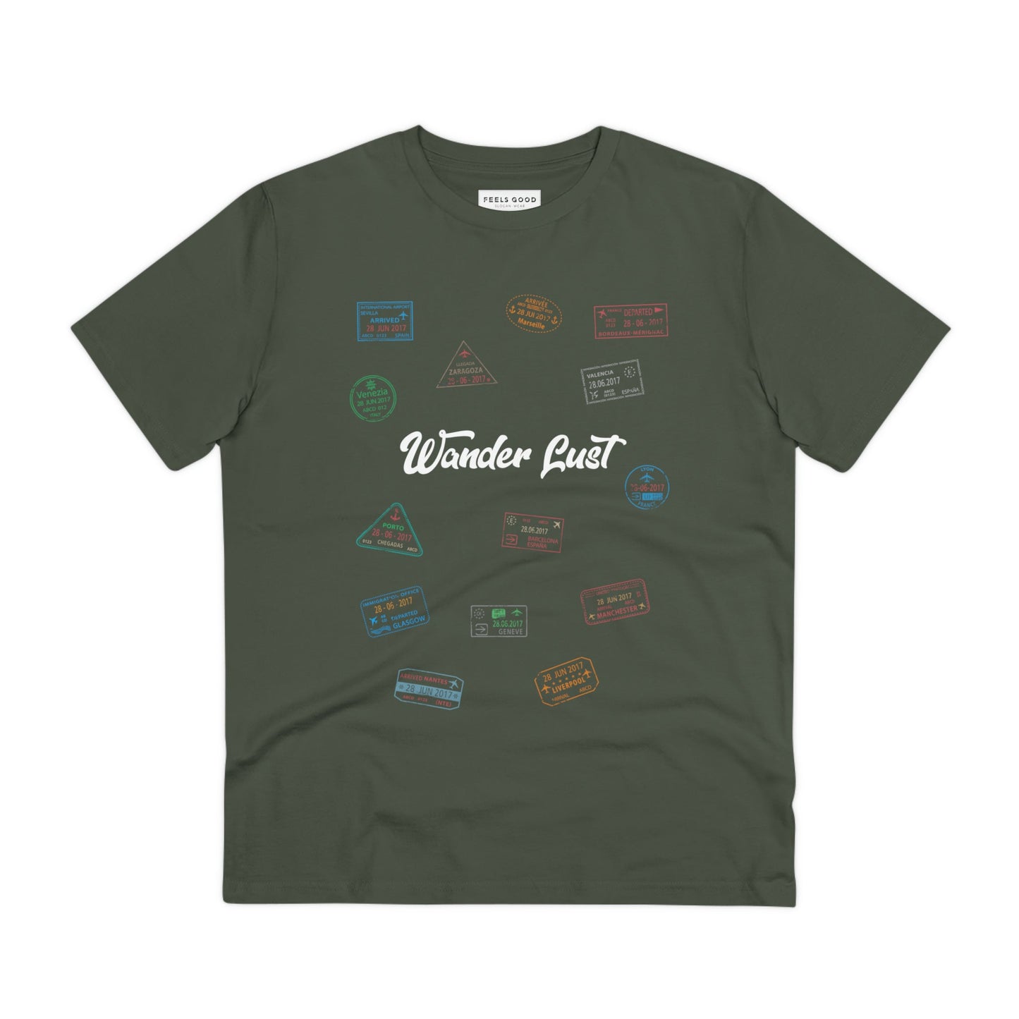 Travel 'Wander Lust' Organic Cotton T-shirt - Earth Tshirt for travel slogans fans

