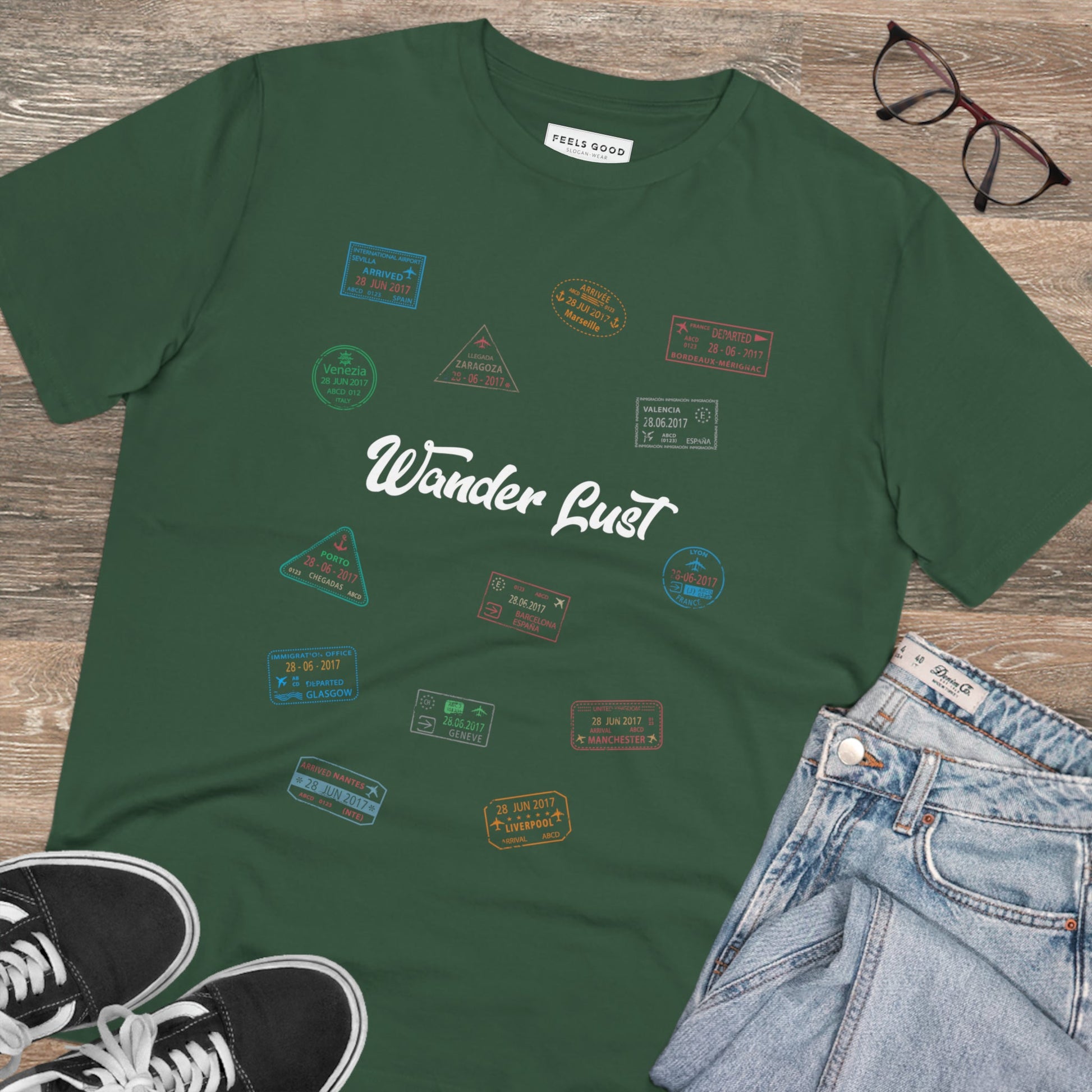 Nature t shirt style: Travel 'Wander Lust' Organic Cotton T-shirt - Earth Tshirt

