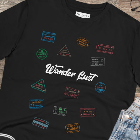 Travel 'Wander Lust' Organic Cotton T-shirt - Earth Tshirt for shirt adventure lovers

