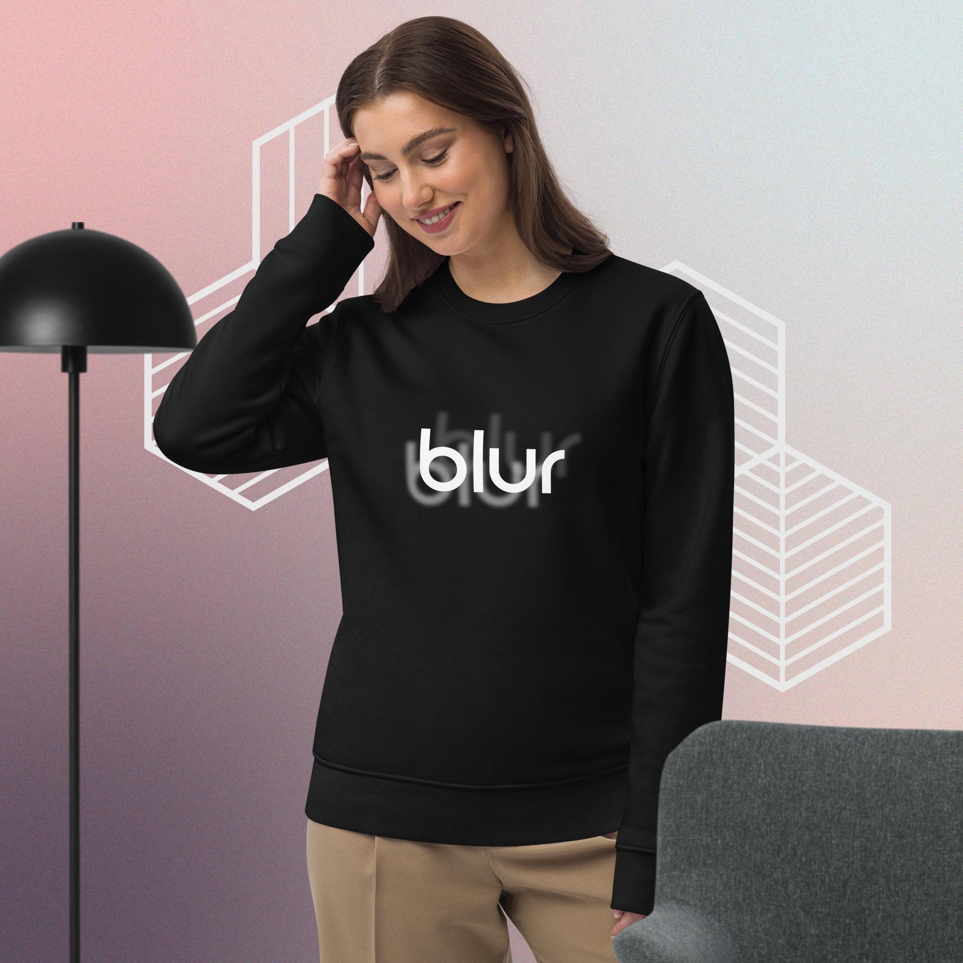Contemporary 'Blur' Organic Cotton Sweatshirt – soft comfort for book and music lovers

