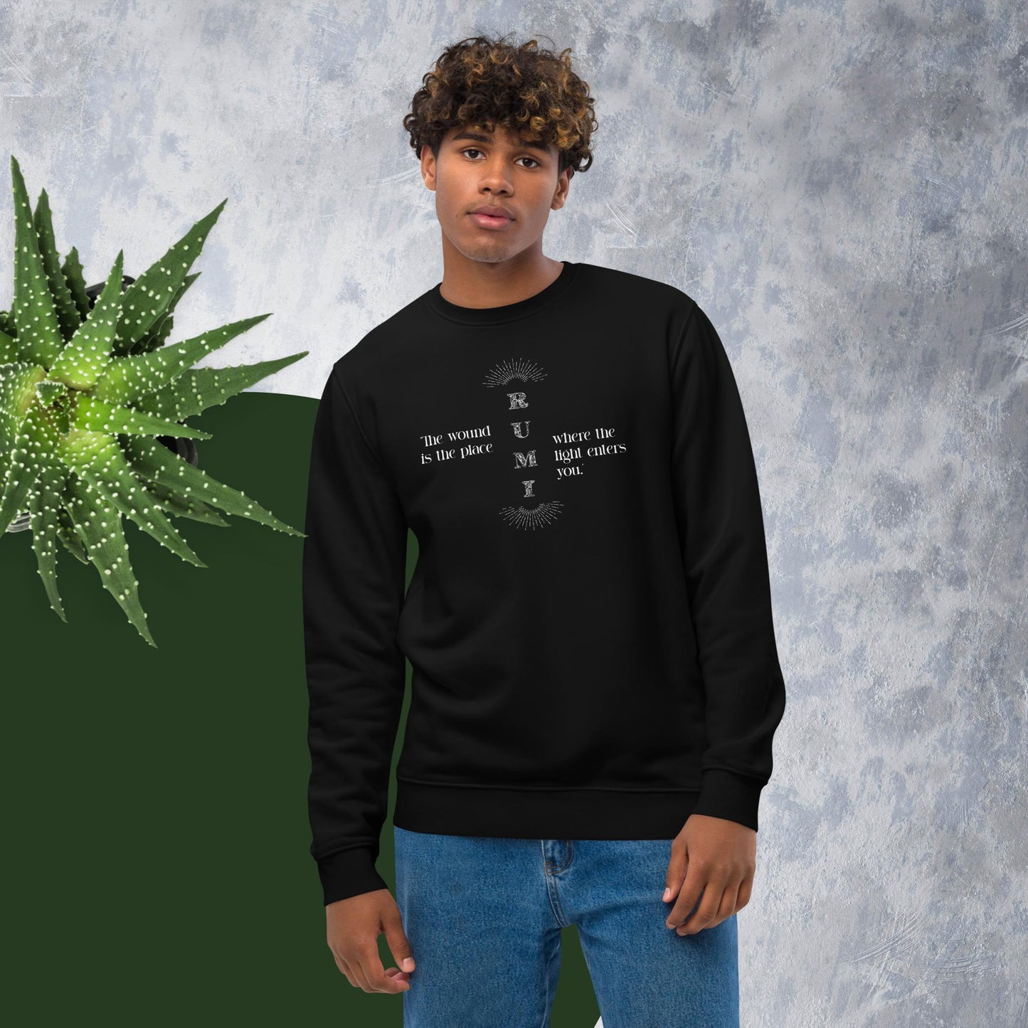 Famous Quotes 'Light Entering' Rumi Organic Cotton Sweatshirt