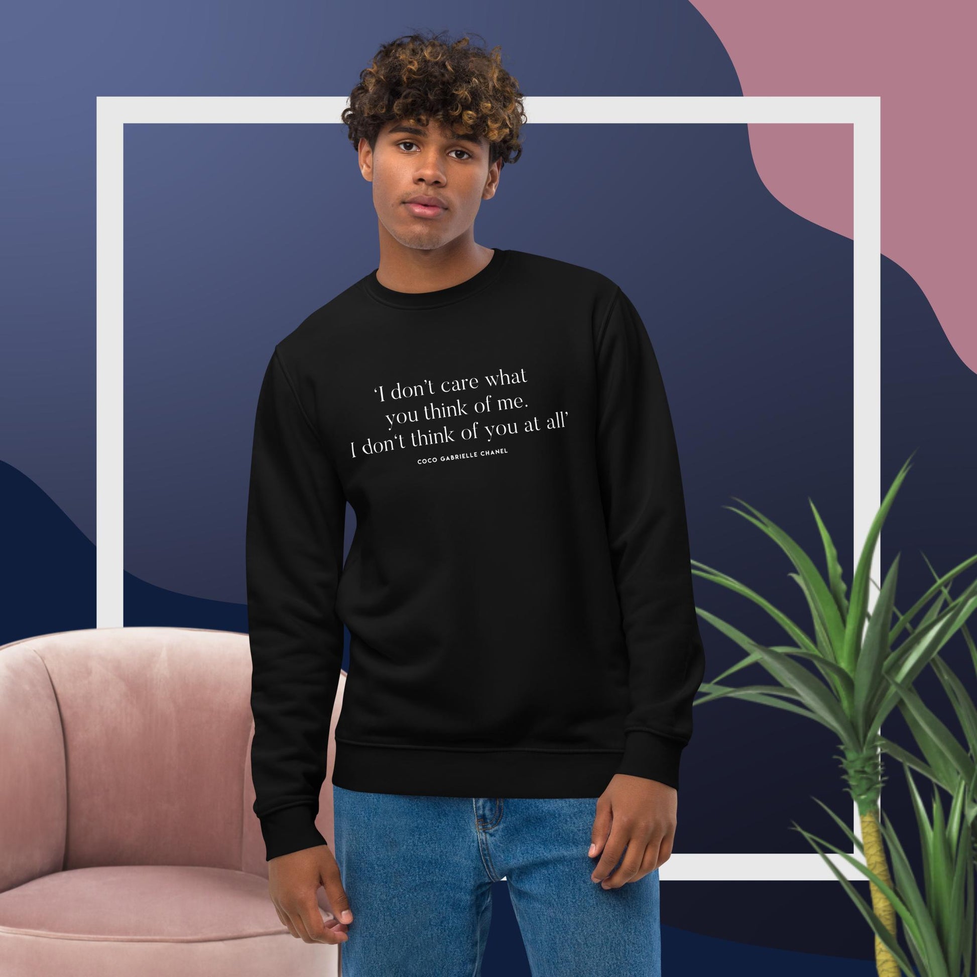 Fashion 'Invincible' Coco Chanel Organic Cotton Sweatshirt – standout slogan jumpers mens style


