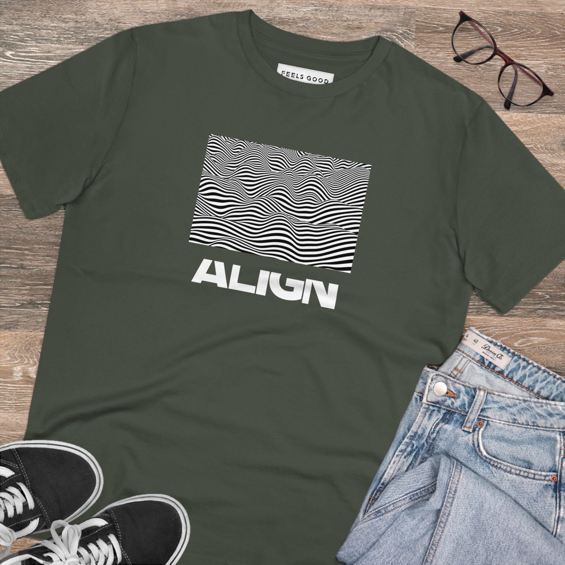 Good vibe t-shirt: Urban 'Align' organic cotton design.
