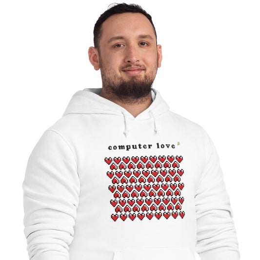 Urban 'Computer Love' Organic Cotton Hoodie – organic cotton hoodie with cool design


