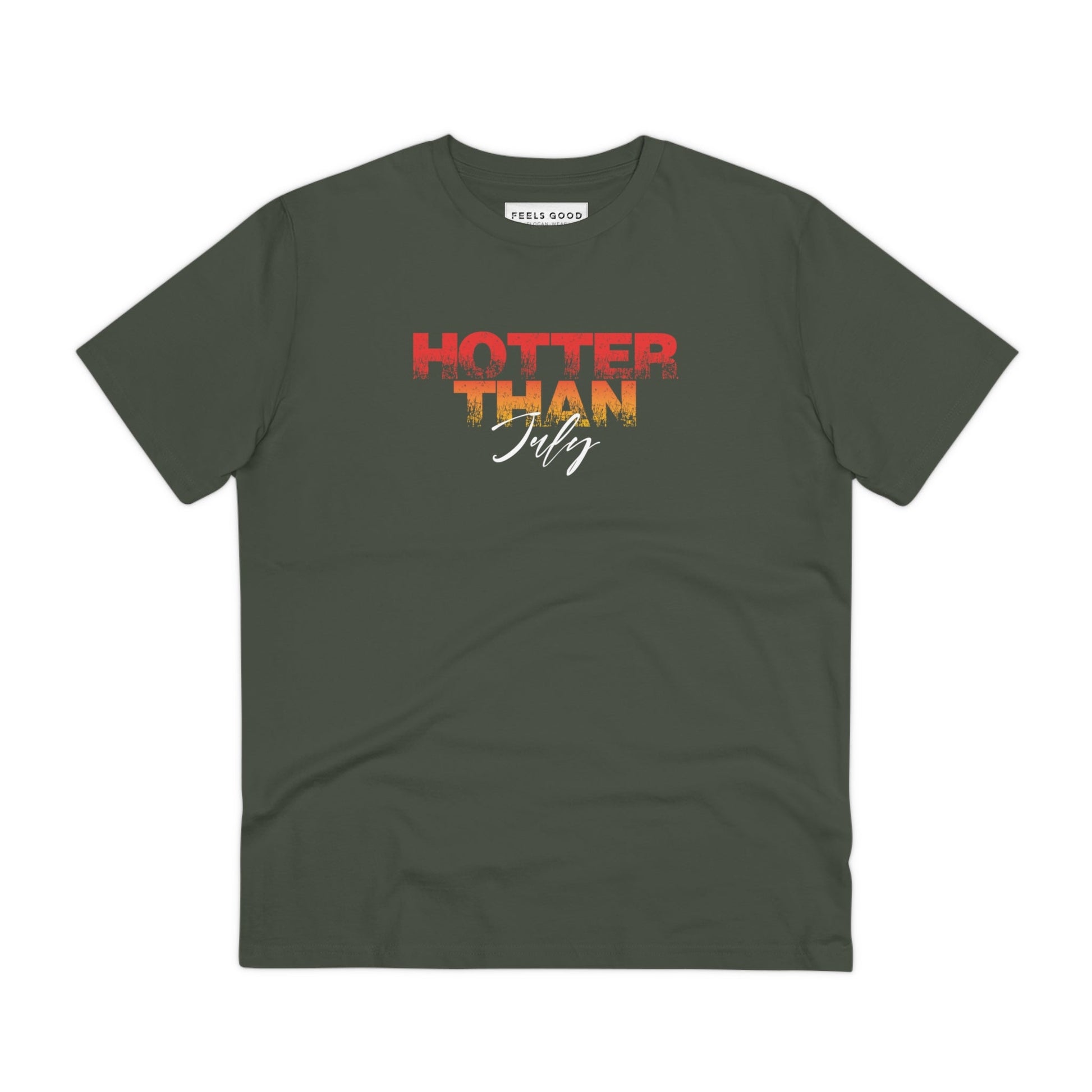 Unisex 'Hotter Than July' tee made from breathable organic cotton.

