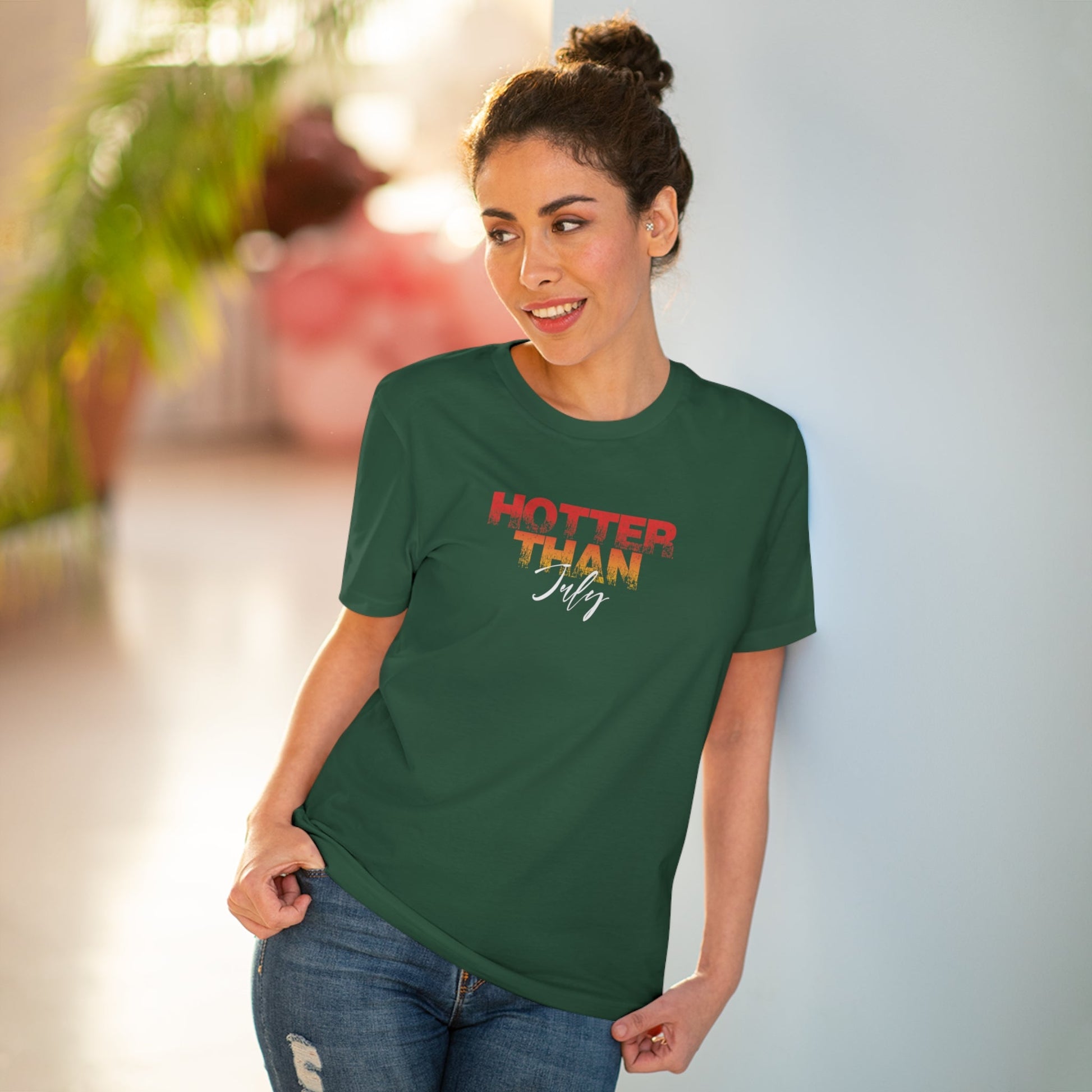 Hotter Than July t-shirt in soft organic cotton with stylish urban graphics.

