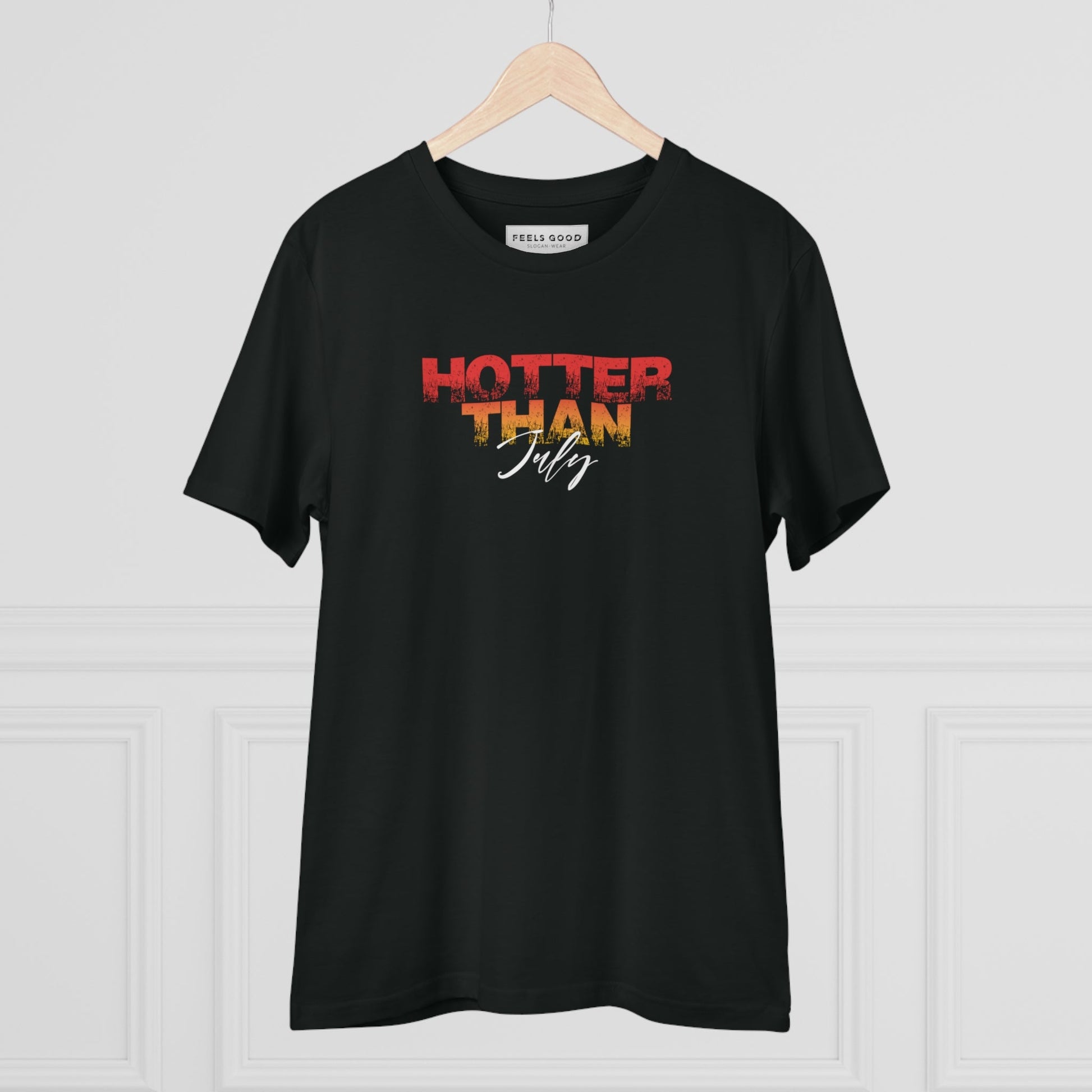 Lightweight cotton tee with Hotter Than July print for bold everyday looks.
