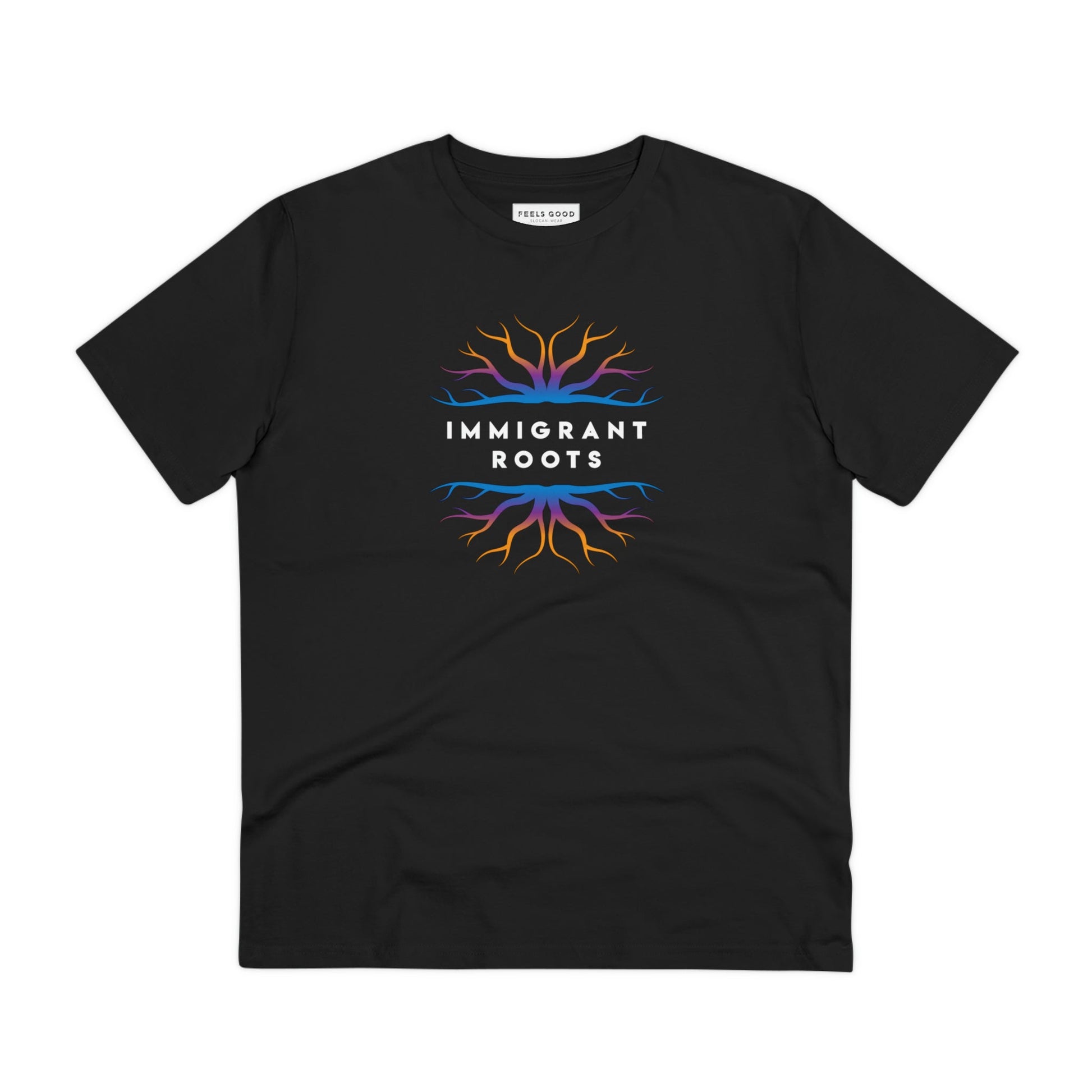 Top brand t-shirt: Urban 'Immigrant Roots' organic.
