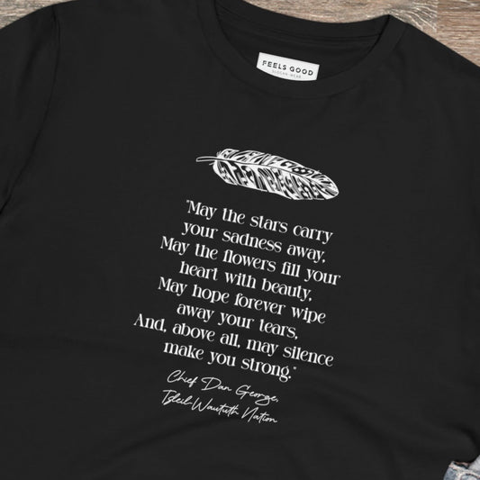 Unique Urban 'Native American Prayer' Organic Cotton T-shirt featuring quotes.

