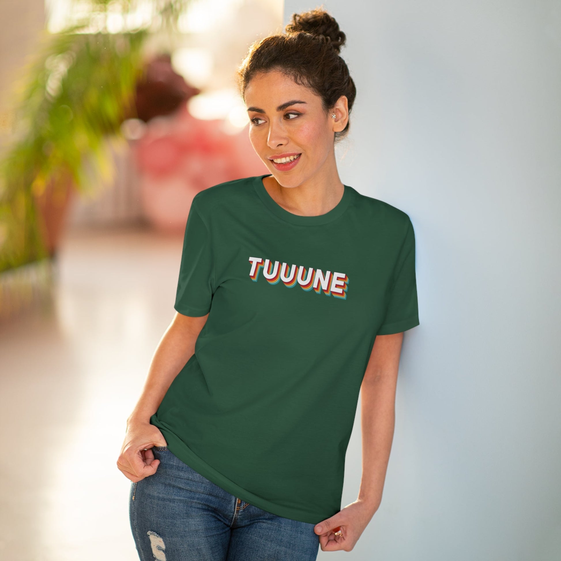 Urban 'Tuuuuune' Organic Cotton T-shirt, combining streetwear style with music-inspired vibes.


