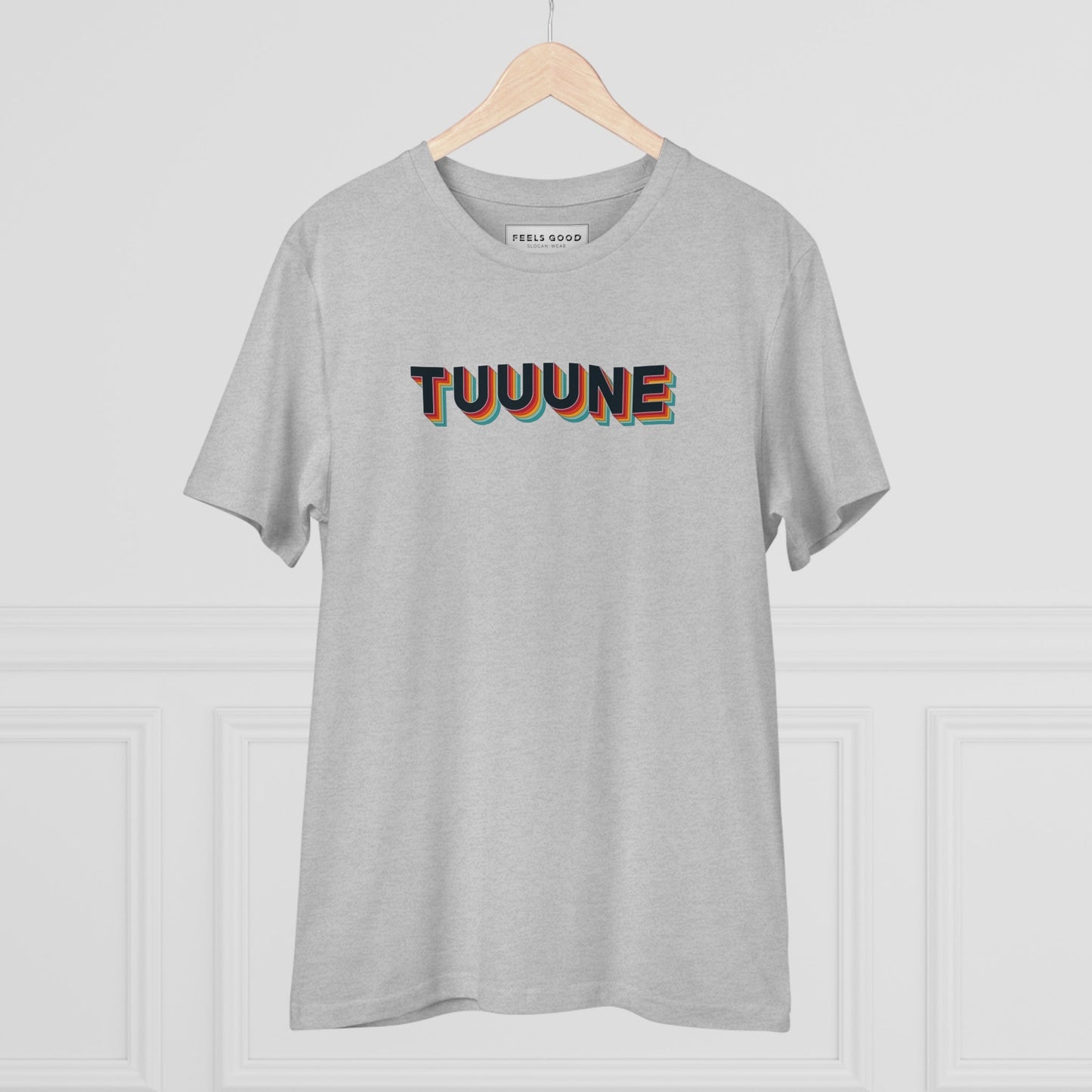 Urban 'Tuuuuune' Organic Cotton T-shirt, featuring a cool music graphic for trendy fashionistas.

